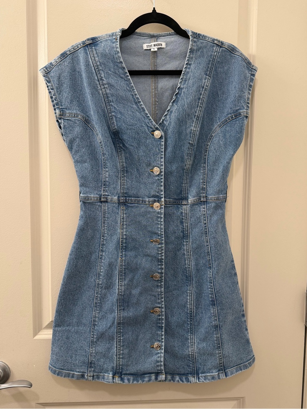 Steve Madden Light Blue Denim Button-Down Mini Dress